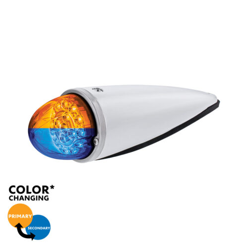 17 LED Watermelon Double Fury Light Torpedo Cab Light - Amber & Blue LED/Clear Lens 35964