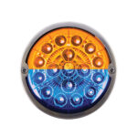 17 LED Watermelon Double Fury Light Torpedo Cab Light - Amber & Blue LED/Clear Lens - Image 5