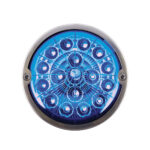 17 LED Watermelon Double Fury Light Torpedo Cab Light - Amber & Blue LED/Clear Lens - Image 7