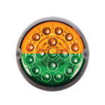 17 LED Watermelon Double Fury Light Torpedo Cab Light - Amber & Green LED/Clear Lens - Image 5