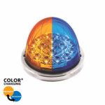 17 LED Watermelon Double Fury Light Flush Mount Kit With Low Profile SS Bezel - Amber & Blue LED/Clear Lens 35974