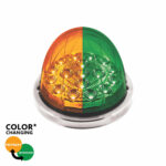 17 LED Watermelon Double Fury Light Flush Mount Kit With Low Profile SS Bezel - Amber & Green LED/Clear Lens 35975