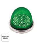 17 LED Watermelon Double Fury Light Flush Mount Kit With Low Profile SS Bezel - Amber & Green LED/Clear Lens - Image 3