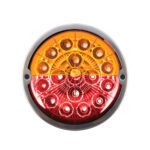 17 LED Watermelon Double Fury Light Flush Mount Kit With Low Profile SS Bezel - Amber & Red LED/Clear Lens - Image 5
