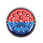 17 LED Watermelon Double Fury Light Flush Mount Kit With Low Profile SS Bezel - Red & Blue LED/Clear Lens - Image 5