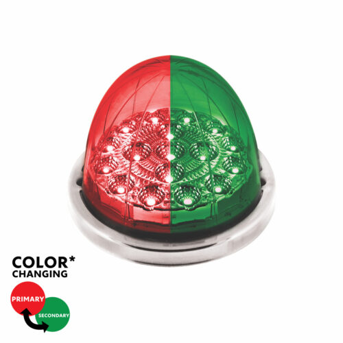 17 LED Watermelon Double Fury Light Flush Mount Kit With Low Profile SS Bezel - Red & Green LED/Clear Lens 35980