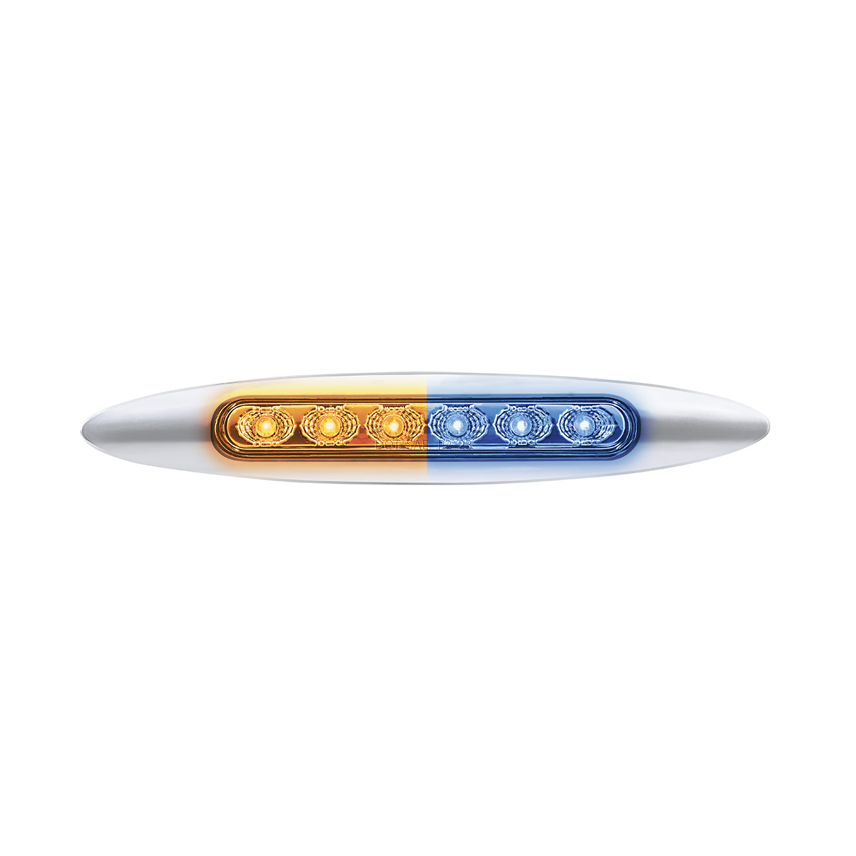 Double Fury 6 LED 6" Dual Function Marker Light With Chrome Bezel-Amber & Blue/Clear Lens 36123