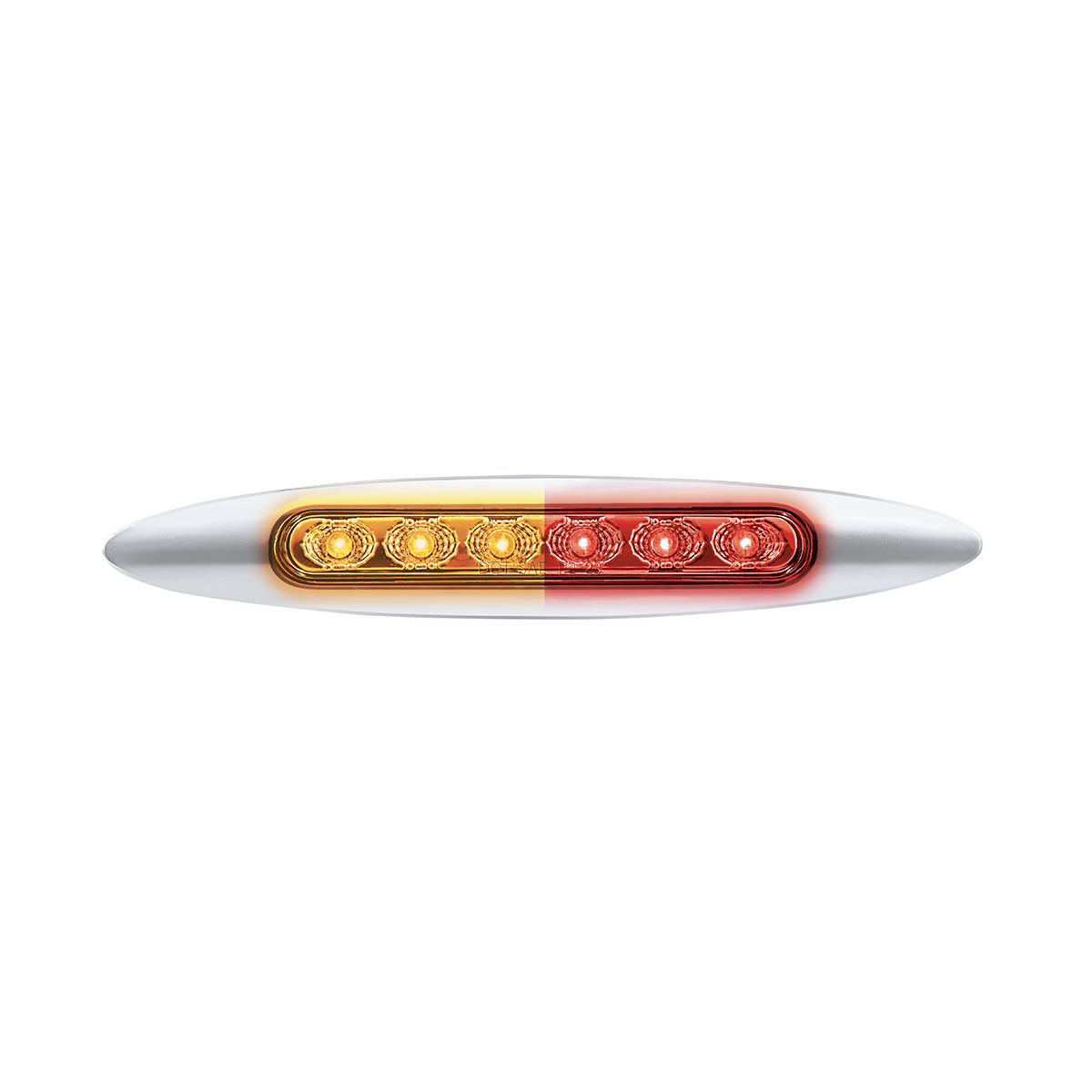 Double Fury 6 LED 6" Dual Function Marker Light With Chrome Bezel-Amber & Red/Clear Lens 36126