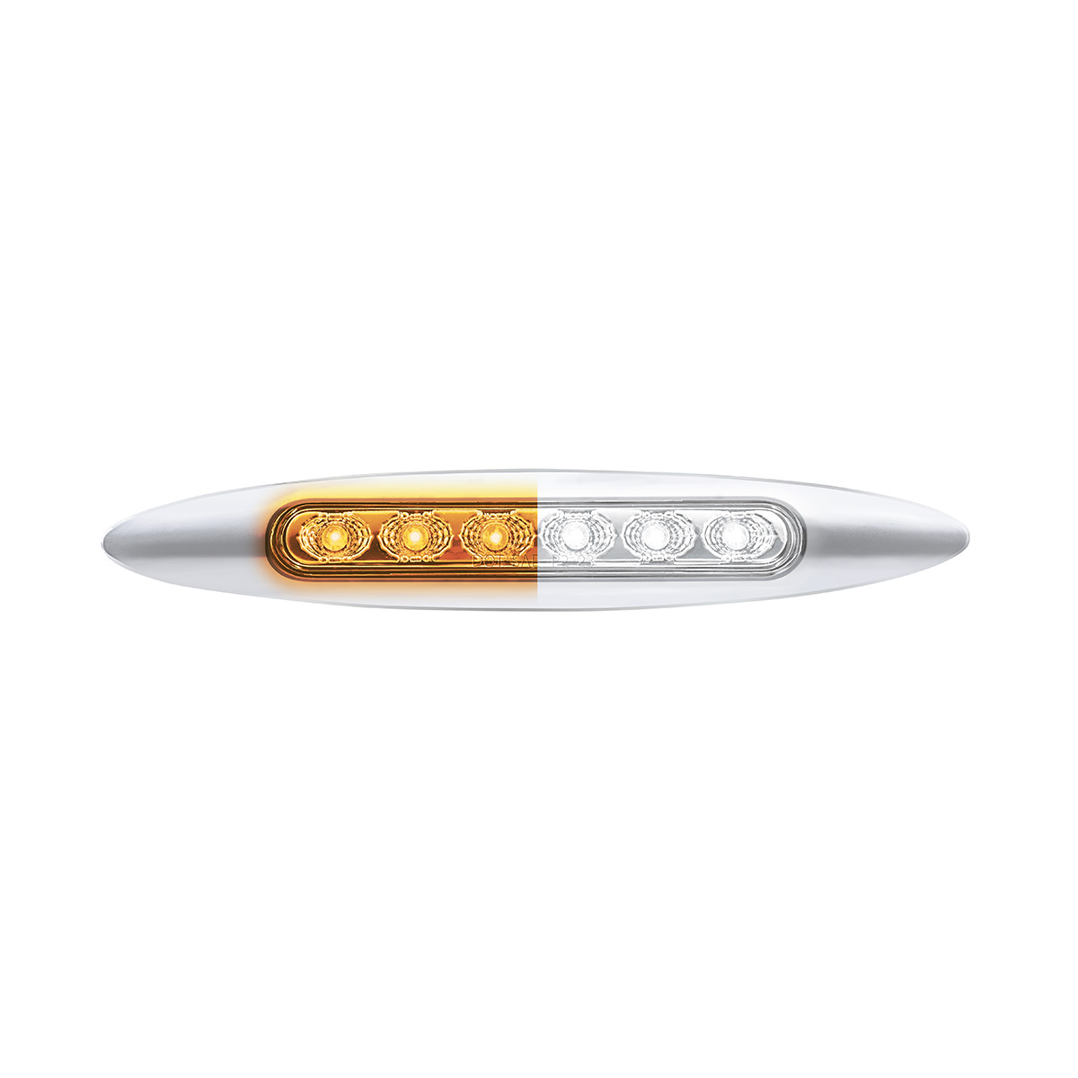 Double Fury 6 LED 6" Dual Function Marker Light With Chrome Bezel-Amber & White/Clear Lens 36127