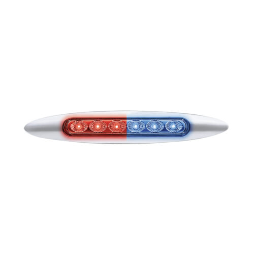 Double Fury 6 LED 6" Dual Function Marker Light With Chrome Bezel-Red & Blue/Clear Lens 36128