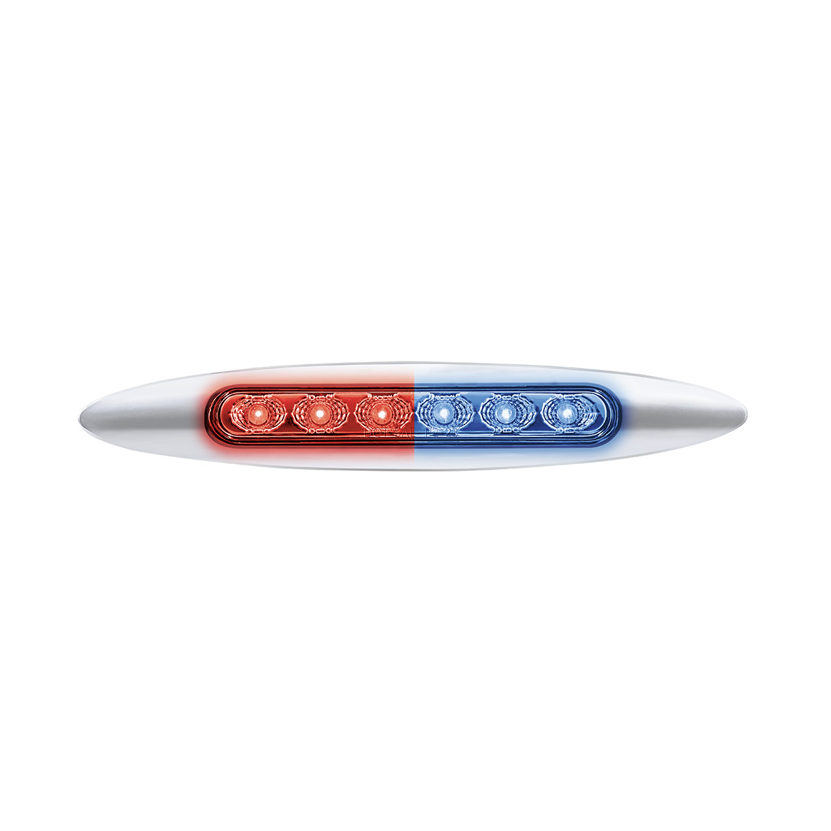 Double Fury 6 LED 6" Dual Function Marker Light With Chrome Bezel-Red & Blue/Clear Lens 36128