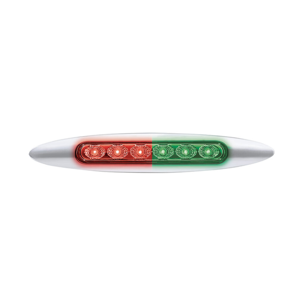Double Fury 6 LED 6" Dual Function Marker Light With Chrome Bezel-Red & Green/Clear Lens 36129