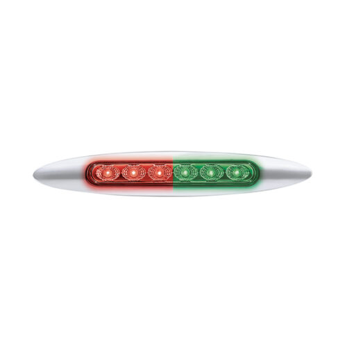 Double Fury 6 LED 6" Dual Function Marker Light With Chrome Bezel-Red & Green/Clear Lens 36129