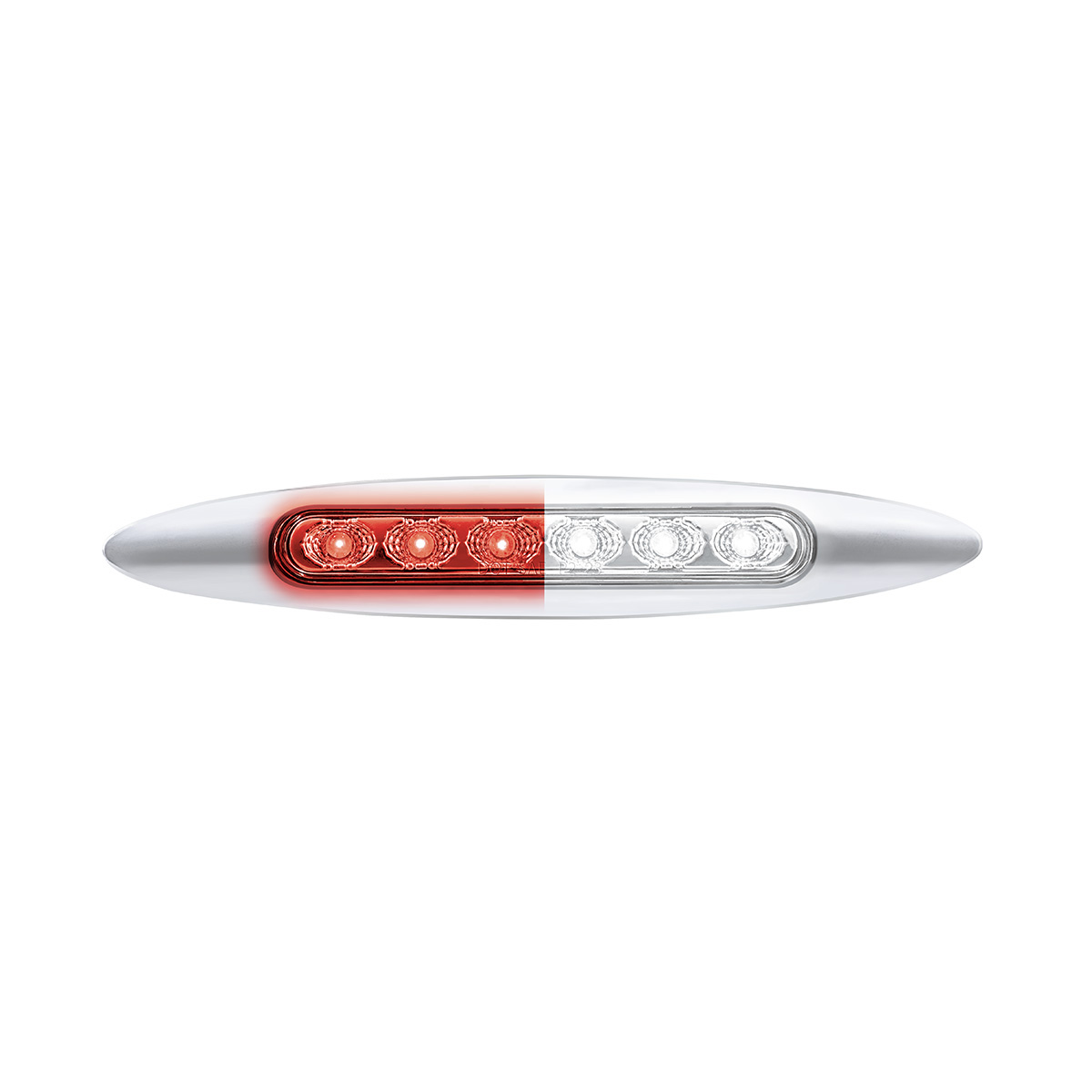 Double Fury 6 LED 6" Dual Function Marker Light With Chrome Bezel-Red & White/Clear Lens 36131
