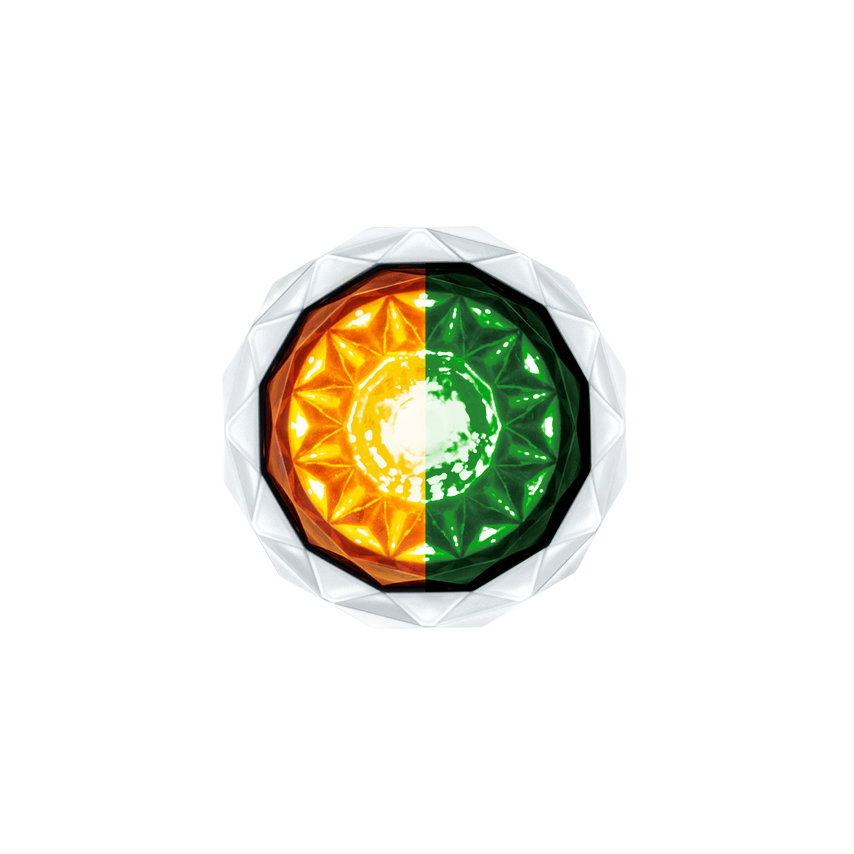 Double Fury 4 LED Dual Function 1-1/8" Crystal Watermelon Light-Amber & Green LED 36167