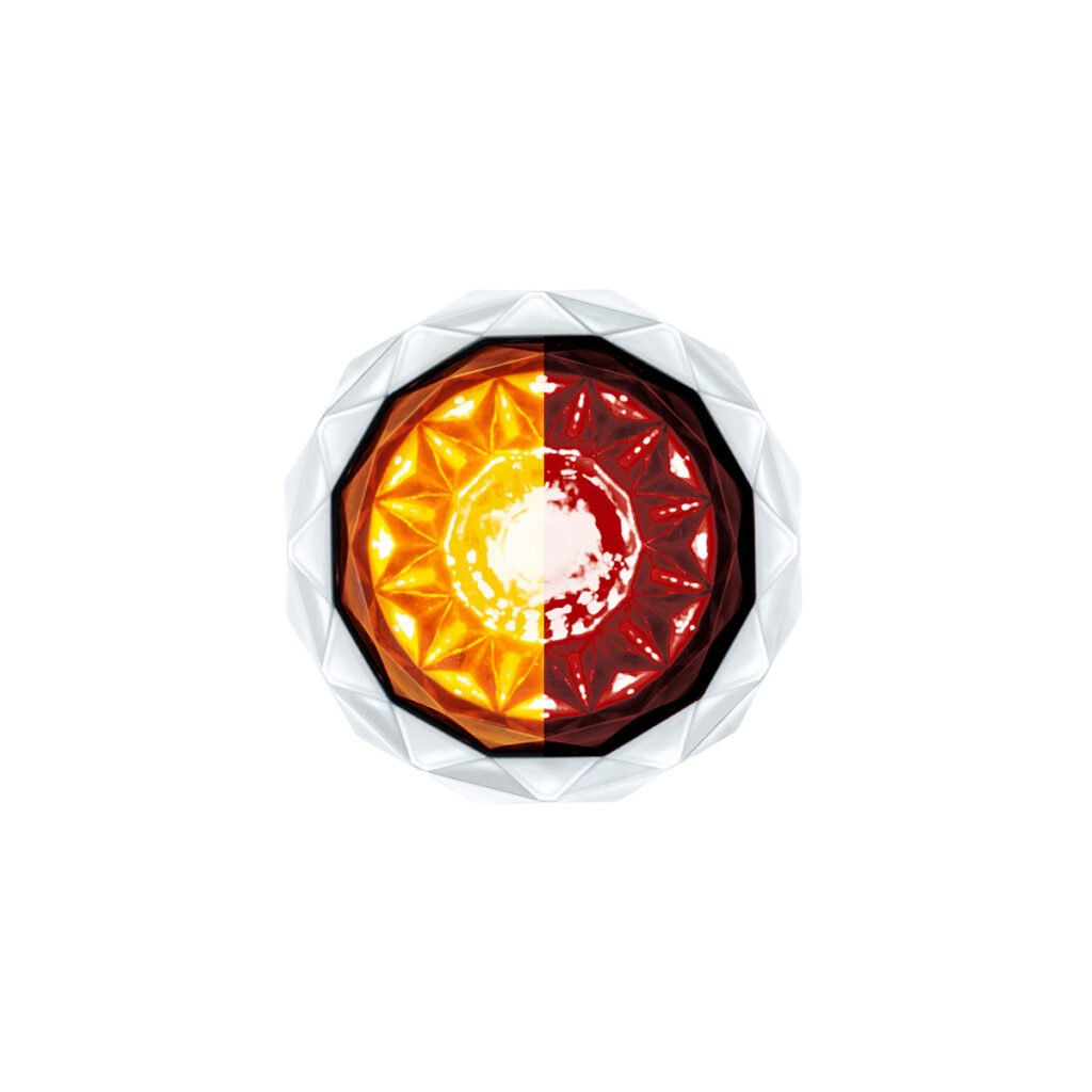 Double Fury 4 LED Dual Function 1-1/8" Crystal Watermelon Light-Amber & Red LED 36169