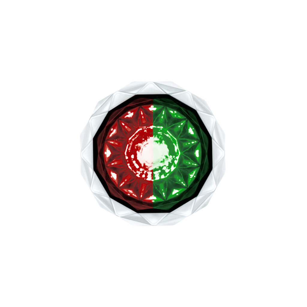 Double Fury 4 LED Dual Function 1-1/8" Crystal Watermelon Light-Red & Green LED 36172