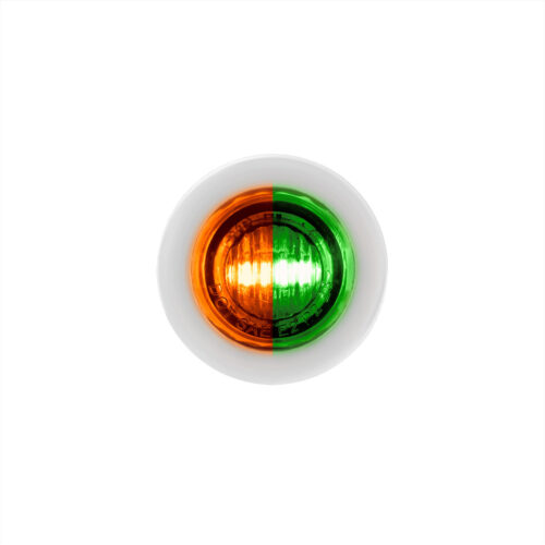 2 LED 3/4" Mini Dual Function Double Fury Light (Clearance/Marker) - Amber & Green LED/Clear Lens 36189