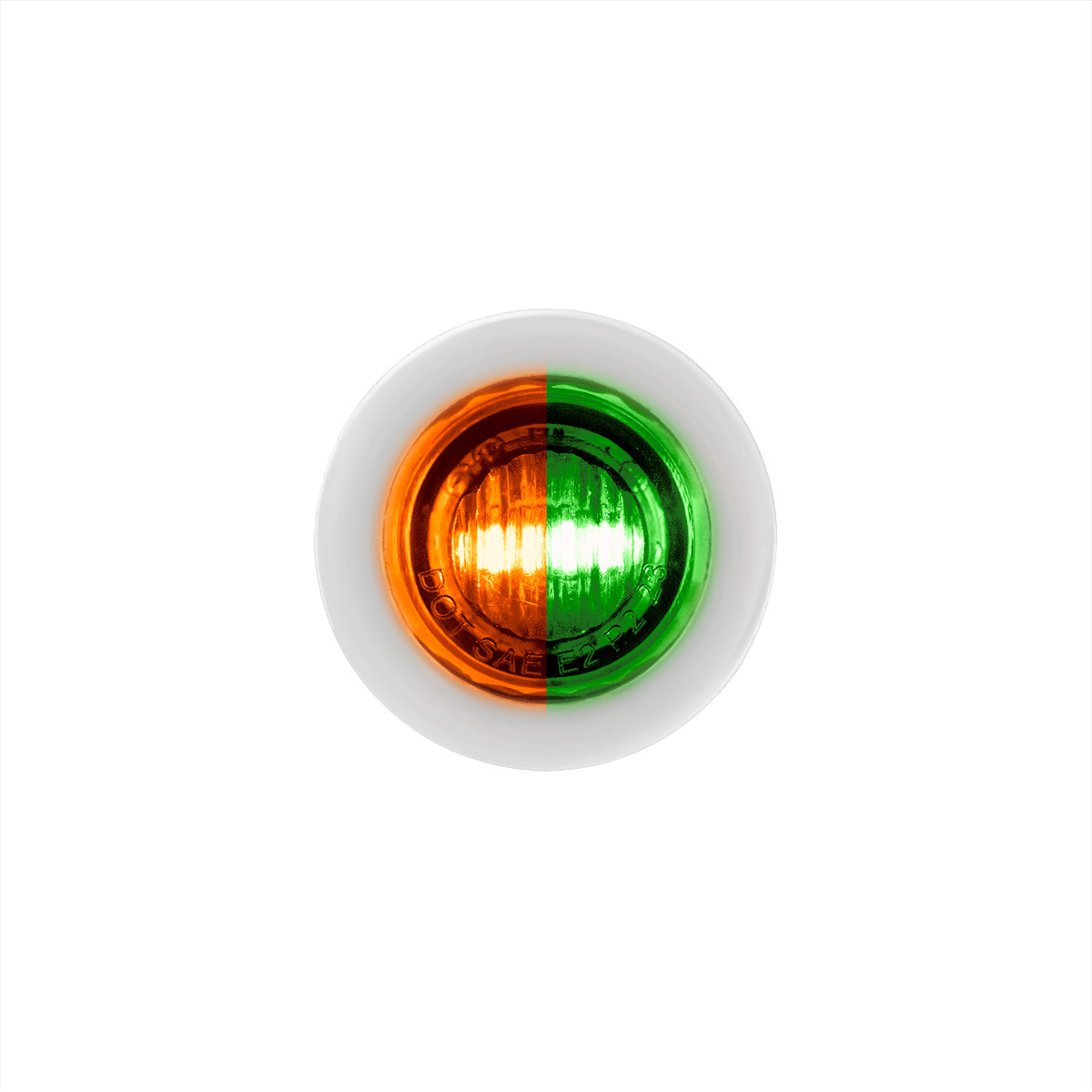 2 LED 3/4" Mini Dual Function Double Fury Light (Clearance/Marker) - Amber & Green LED/Clear Lens 36189