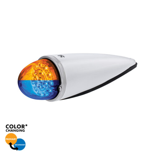 Double Fury 17 LED Dual Function Watermelon Torpedo Cab Light-Amber & Blue LED/Clear Lens 36197