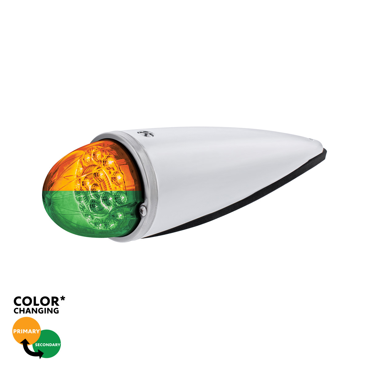 Double Fury 17 LED Dual Function Watermelon Torpedo Cab Light-Amber & Green LED/Clear Lens 36198