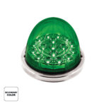 17 LED Watermelon Dual Function Double Fury Light Flush Mount Kit With Low Profile SS Bezel- Amber & Green LED - Image 3