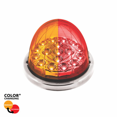 17 LED Watermelon Dual Function Double Fury Light Flush Mount Kit With Low Profile SS Bezel-Amber & Red LED 36205