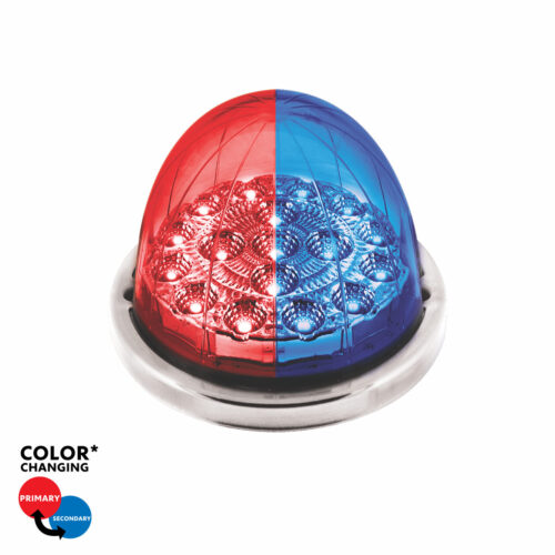 17 LED Watermelon Dual Function Double Fury Light Flush Mount Kit With Low Profile SS Bezel-Red & Blue LED 36207
