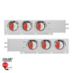 2" Bolt Pattern SS Spring Loaded Light Bar With 6X Double Fury 19 LED Lights & Visors-Red & White LED (Pair) 61039