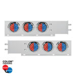 2.5" Bolt Pattern SS Spring Loaded Light Bar With 6X Double Fury 19 LED Lights & Visors-Red & Blue(Pair) 61040