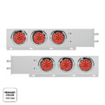 2.5" Bolt Pattern SS Spring Loaded Light Bar With 6X Double Fury 19 LED Lights & Visors-Red & Blue(Pair) - Image 2