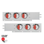2.5" Bolt Pattern SS Spring Loaded Light Bar With 6X Double Fury 19 LED Lights & Visors-Red & White(Pair) 61043