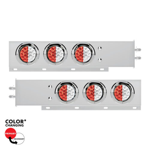 2.5" Bolt Pattern SS Spring Loaded Light Bar With 6X Double Fury 19 LED Lights & Visors-Red & White(Pair) 61043