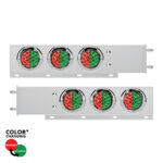 3-3/4" Bolt Pattern SS Spring Loaded Light Bar With 6X Double Fury 19 LED Lights & Visors-Red & Green(Pair) 61045