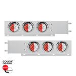 3-3/4" Bolt Pattern SS Spring Loaded Light Bar With 6X Double Fury 19 LED Lights & Visors-Red & White(Pair) 61047