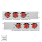 3-3/4" Bolt Pattern SS Spring Loaded Light Bar With 6X Double Fury 19 LED Lights & Visors-Red & White(Pair) - Image 2