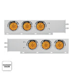 2" Bolt Pattern SS Spring Loaded Light Bar With 6X Double Fury 19 LED Lights & Visors-Red & Amber LED (Pair) - Image 3