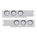 3-3/4" Bolt Pattern SS Spring Loaded Light Bar With 6X Double Fury 19 LED Lights & Visors-Red & Amber(Pair) - Image 4