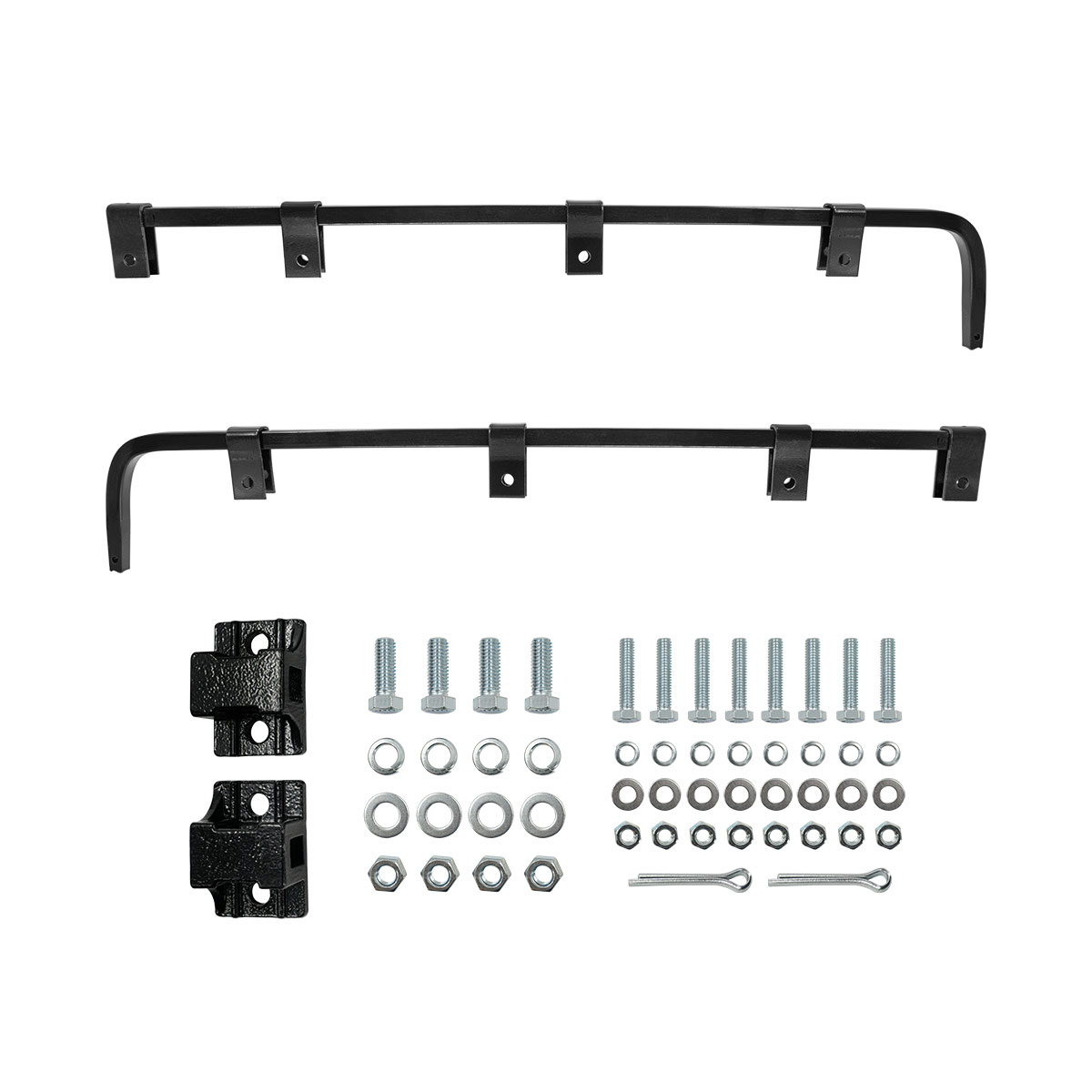Black Straight Mud Flap Hangers With Mounting Hardware - No Coil (Pair) 67032