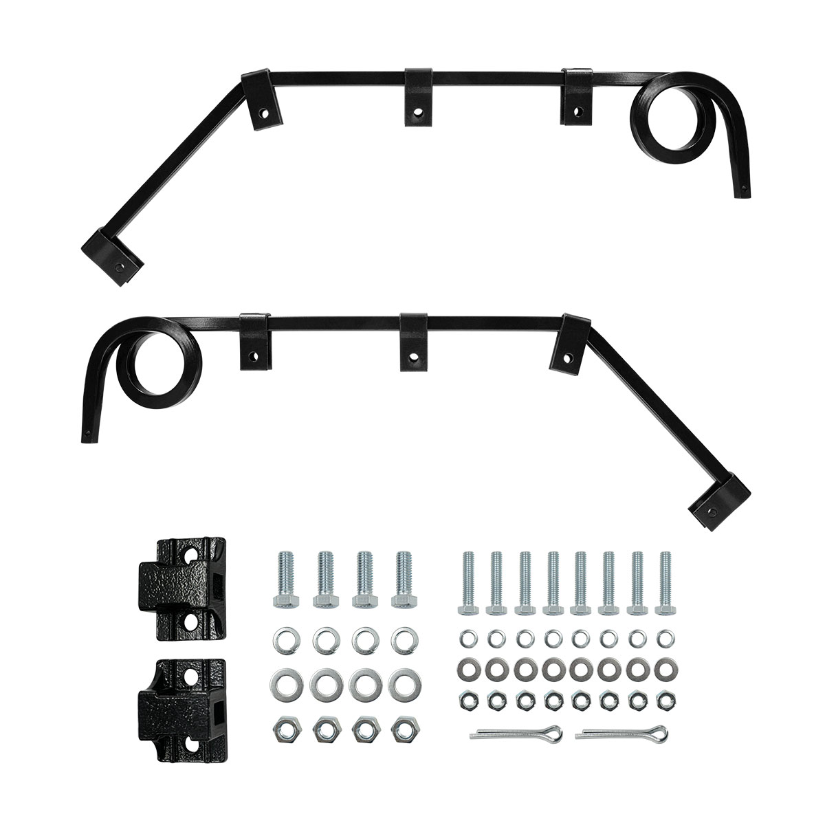Black Angled Mud Flap Hangers With Mounting Hardware- 1 Coil (Pair) 67037