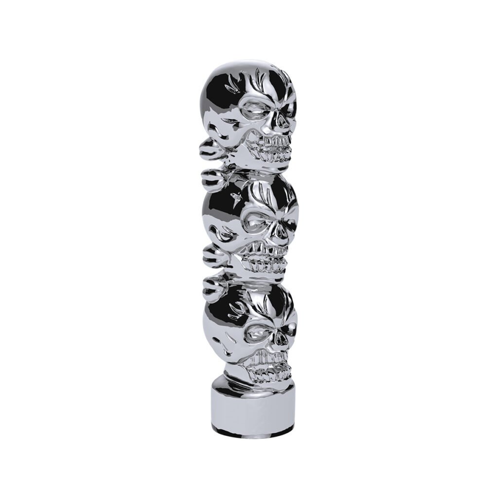 1/2"-13 Thread-On 3 Skull Shift Knob-Chrome 70536B