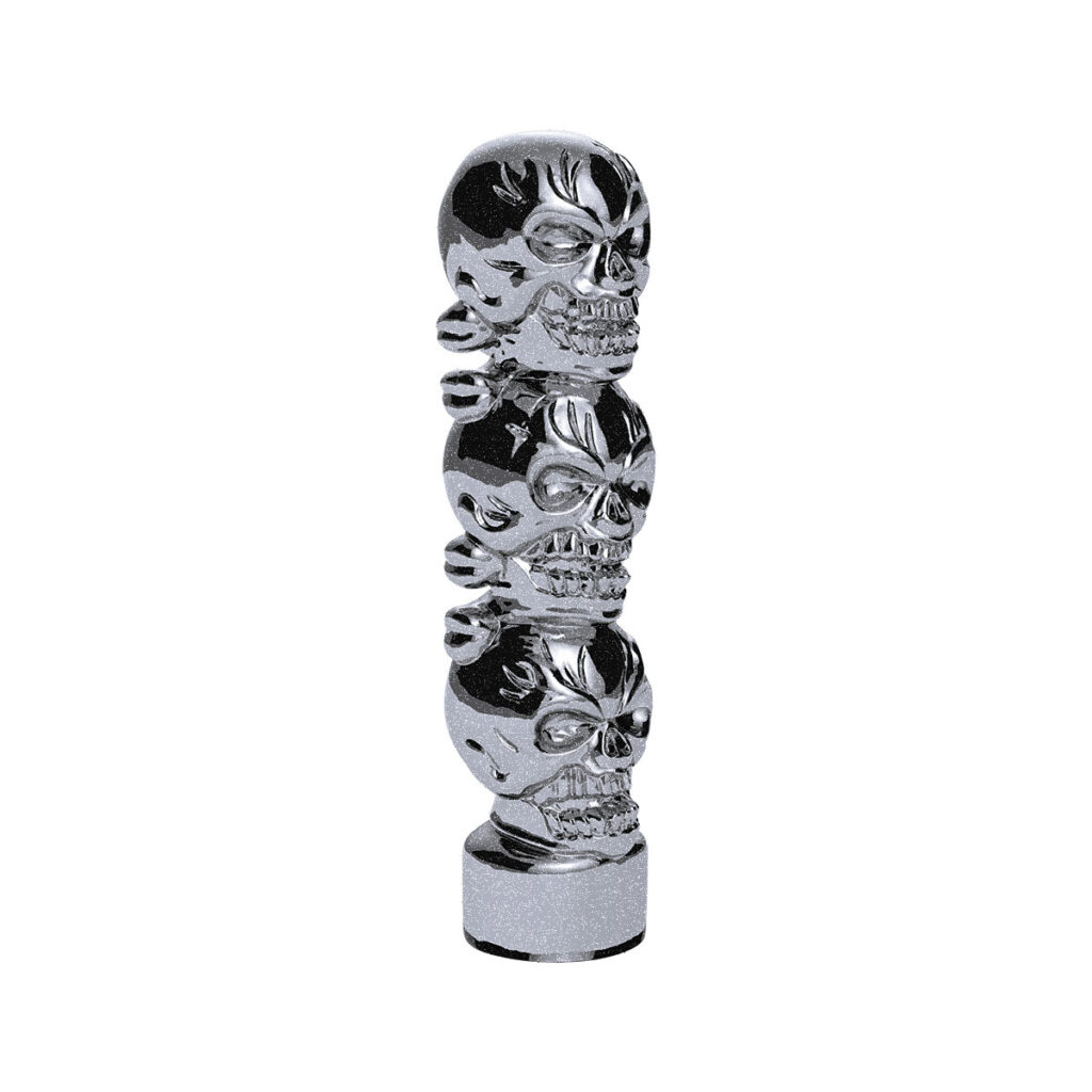 1/2"-13 Thread-On 3 Skull Candy Color Shift Knob-Liquid Silver 70544B