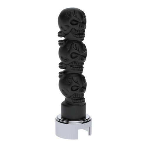 Thread-On 3-Skull Gearshift Knob With Adapter For Eaton-Fuller 13/15/18 Speed Shifter-Matte Black 70549
