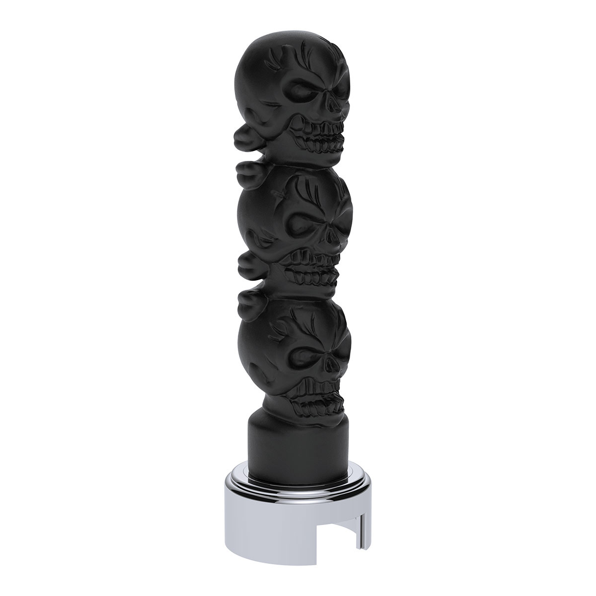 Thread-On 3-Skull Gearshift Knob With Adapter For Eaton-Fuller 13/15/18 Speed Shifter-Matte Black 70549