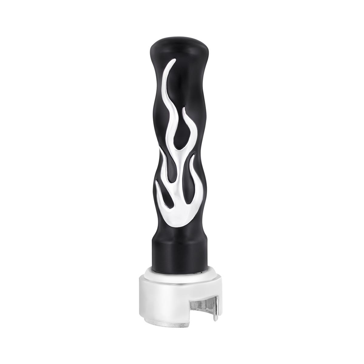 Thread-On Flame Gearshift Knob With Adapter For Eaton Fuller 13/15/18 Speed - Black With Chrome Flame 70575