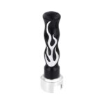Thread-On Flame Gearshift Knob With Adapter For Eaton Fuller 13/15/18 Speed - Black With Chrome Flame - Image 2