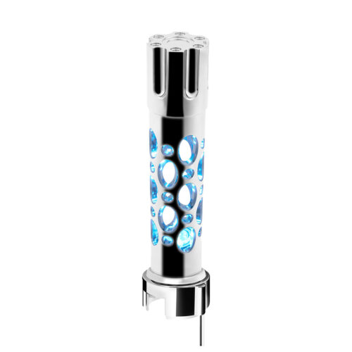 Austin Style Gun Cylinder Gearshift Knob With LED 13/15/18 Speed Adapter - Chrome/Blue LED 70726