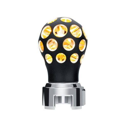 Thread-On Matte Black Phoenix Style Ball Gearshift Knob With LED 13/15/18 Speed Adapter-Amber LED 71076