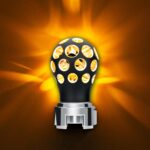 Thread-On Matte Black Phoenix Style Ball Gearshift Knob With LED 13/15/18 Speed Adapter-Amber LED - Image 10