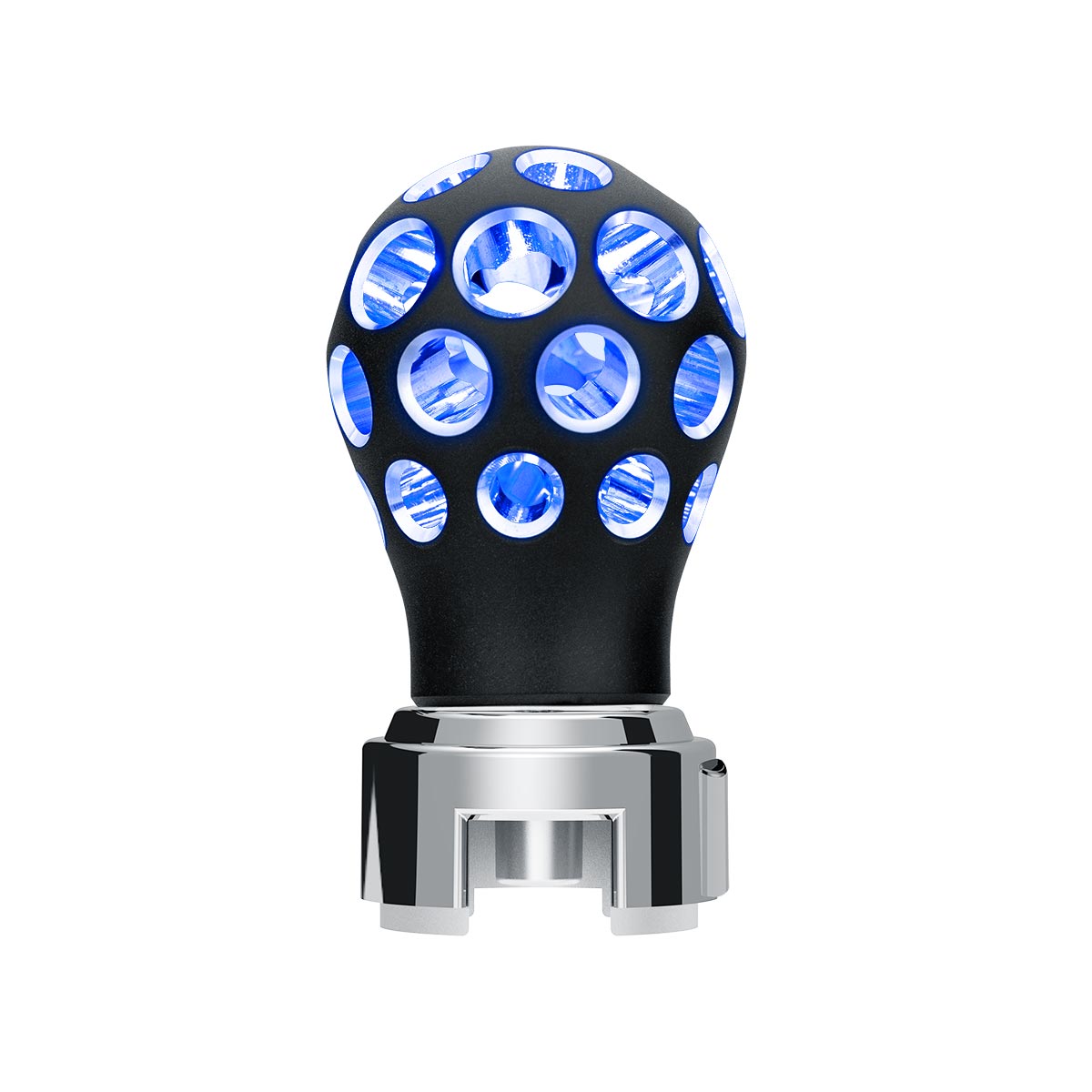 Thread-On Matte Black Phoenix Style Ball Gearshift Knob With LED 13/15/18 Speed Adapter-Blue LED 71077